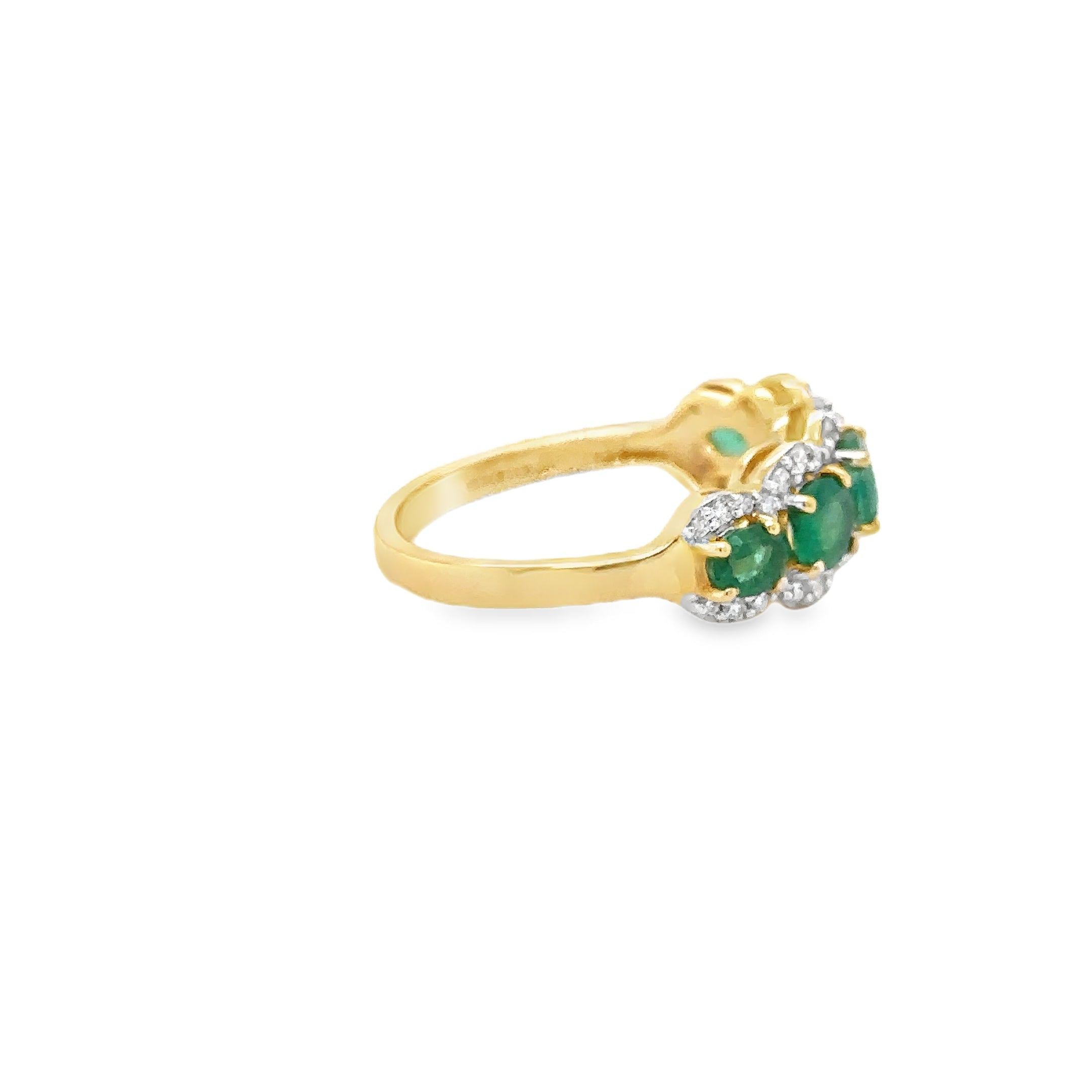 Anillo de oro amarillo de 14 quilates con esmeralda y diamantes, 1,73 quilates