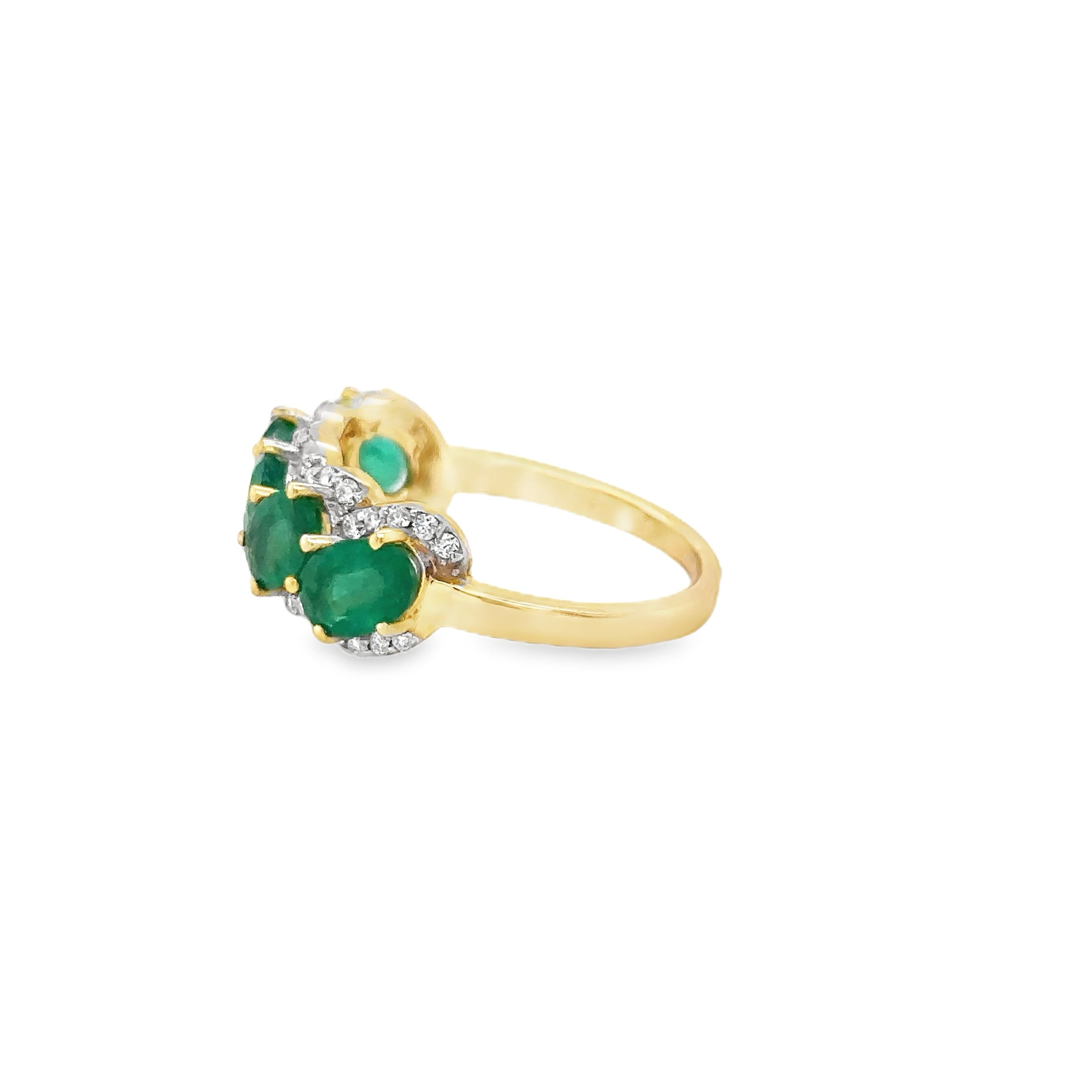 14K Yellow Gold Emerald & Diamonds Ring 2.95 TCW