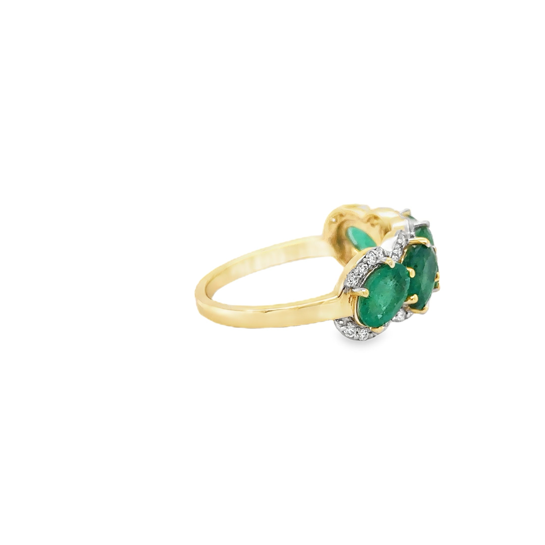 14K Yellow Gold Emerald & Diamonds Ring 2.95 TCW