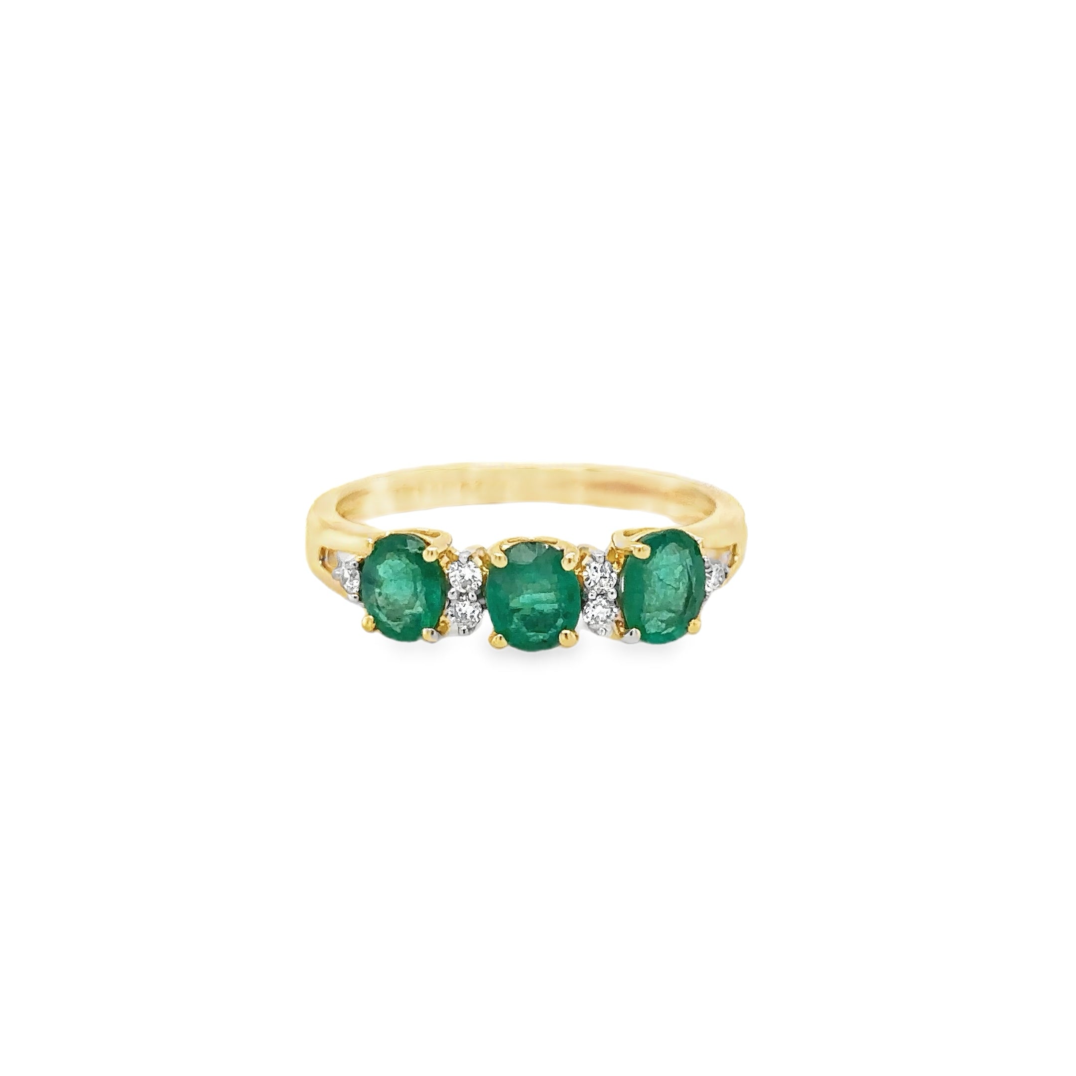 14K Yellow Gold Emerald & Diamonds Ring 1.12 TCW