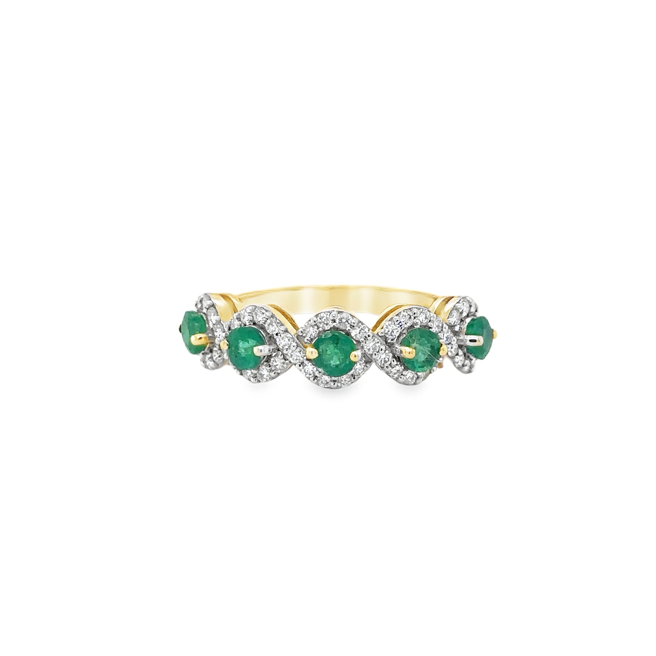 14K Yellow Gold Emerald & Diamonds Ring 1.09 TCW