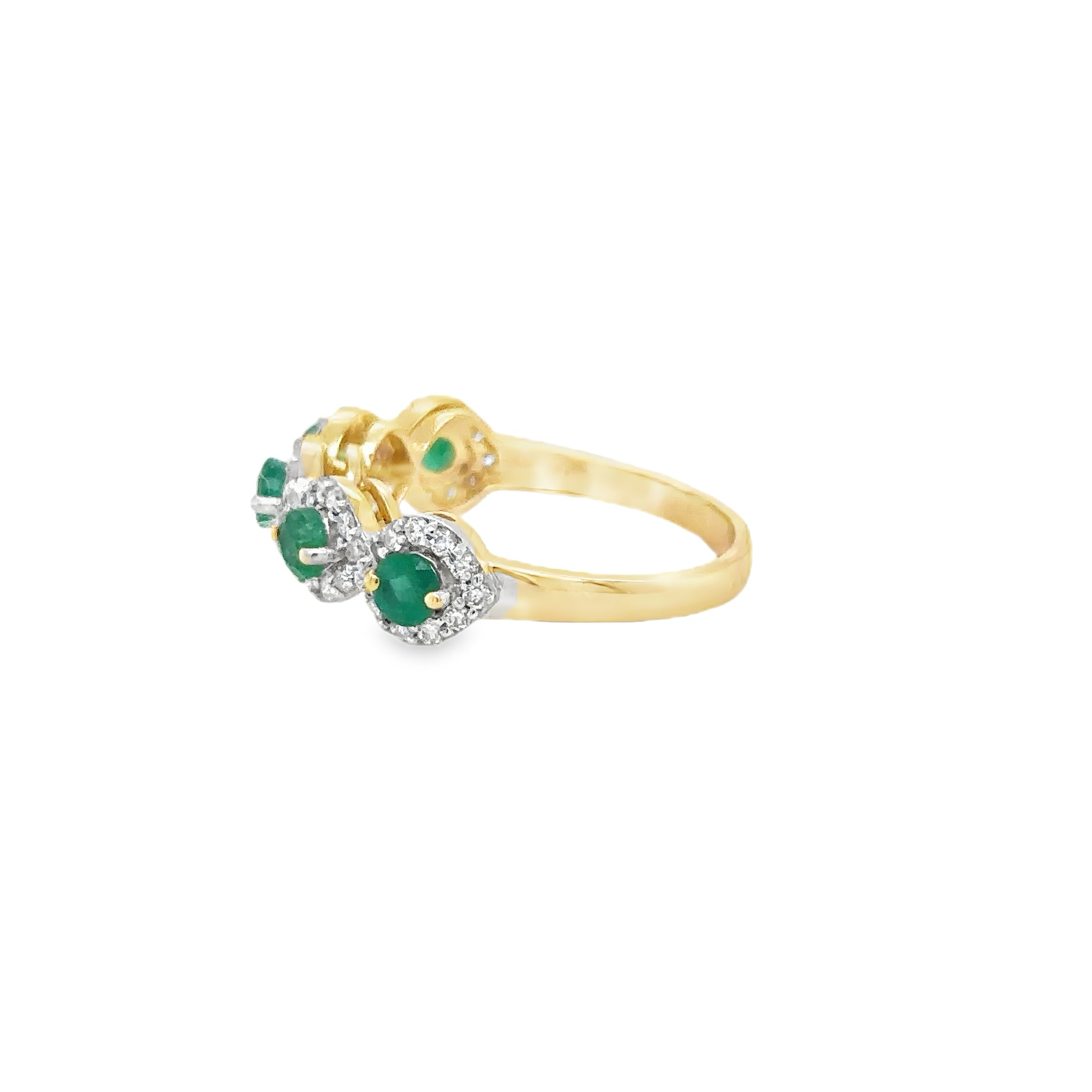 14K Yellow Gold Emerald & Diamonds Ring 1.09 TCW