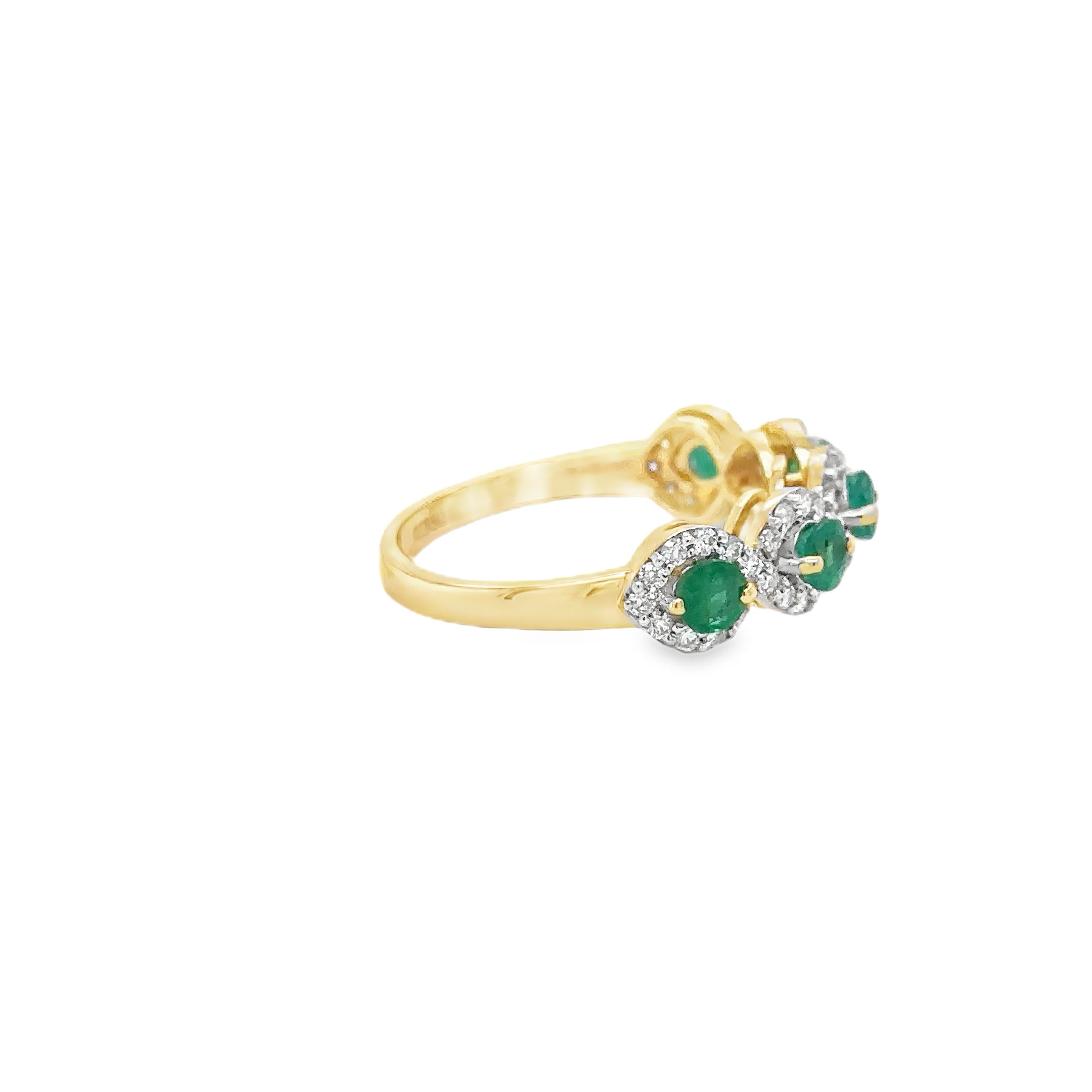 14K Yellow Gold Emerald & Diamonds Ring 1.09 TCW