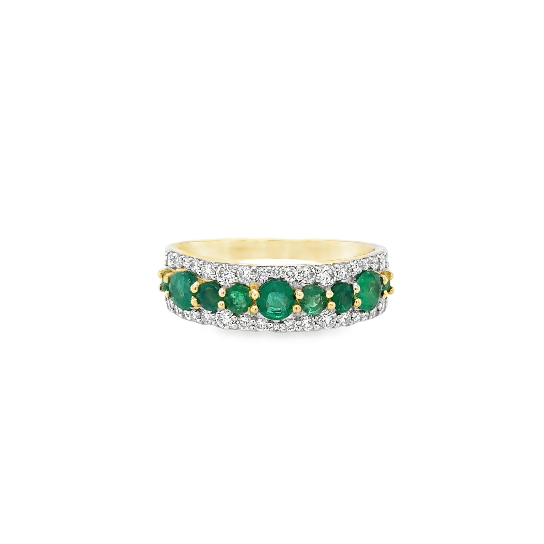 14K Yellow Gold Emerald & Diamonds Ring 1.14 TCW