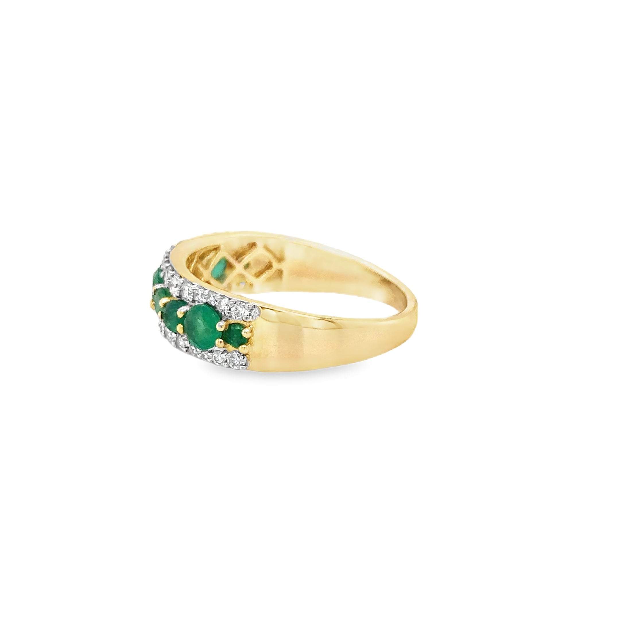 14K Yellow Gold Emerald & Diamonds Ring 1.14 TCW