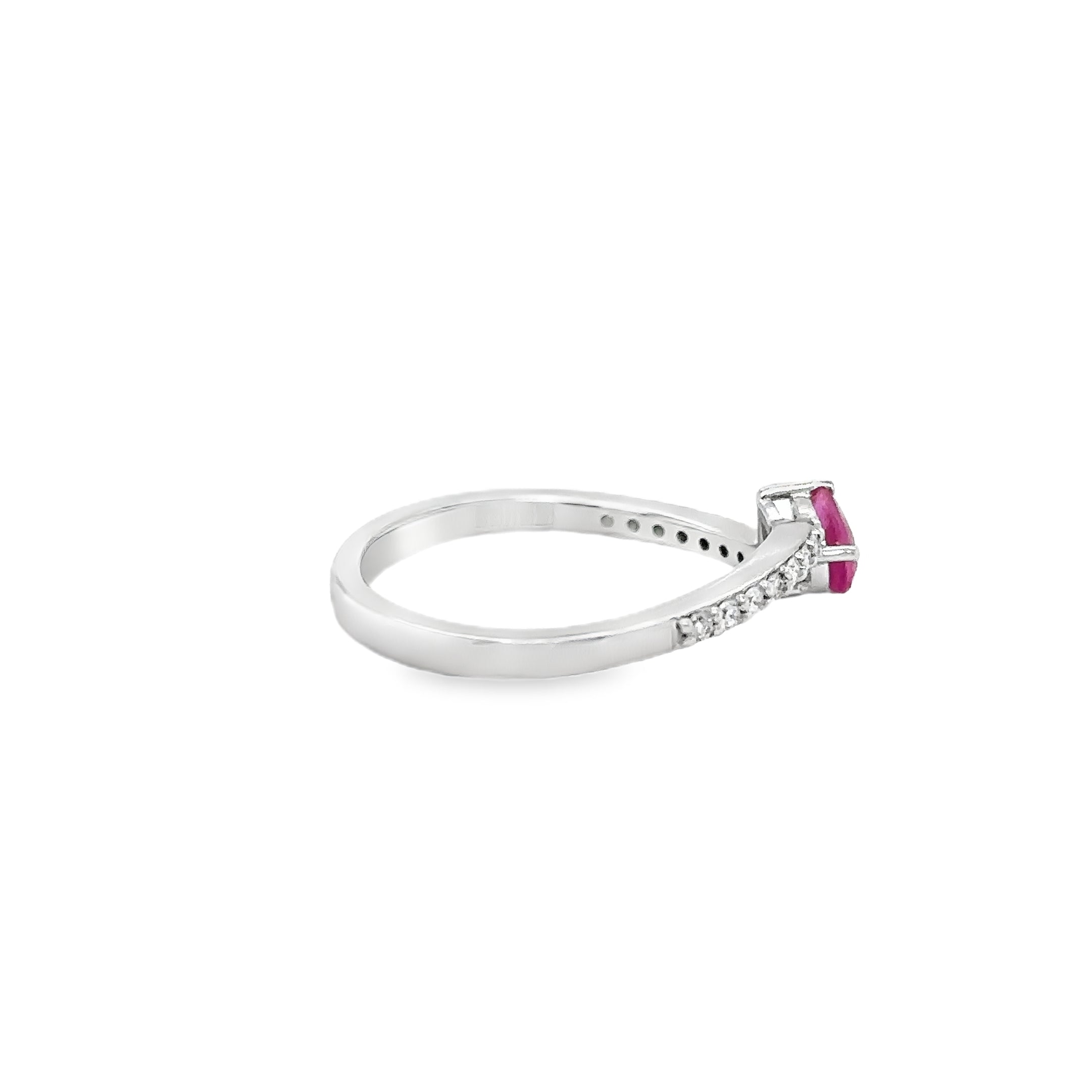 14K White Gold Ruby & Diamonds Ring 0.43 TCW