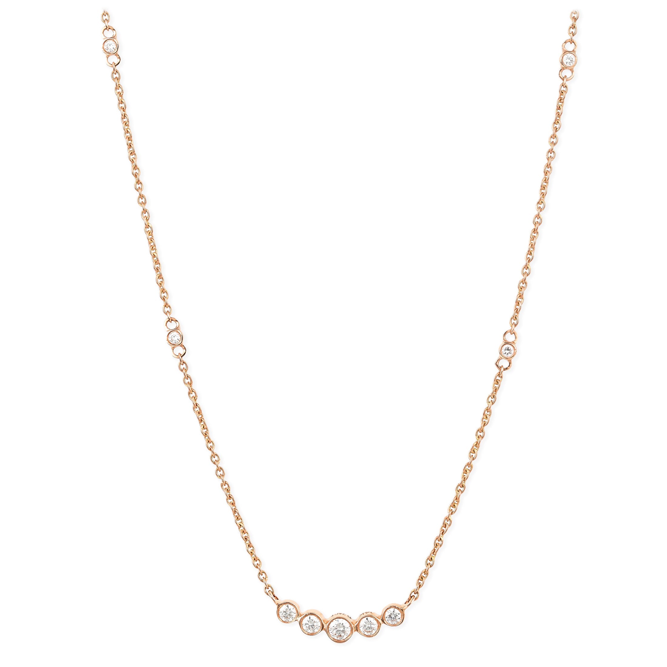 14K Diamond 5 Pcs Curved Necklace 0.26 TCW