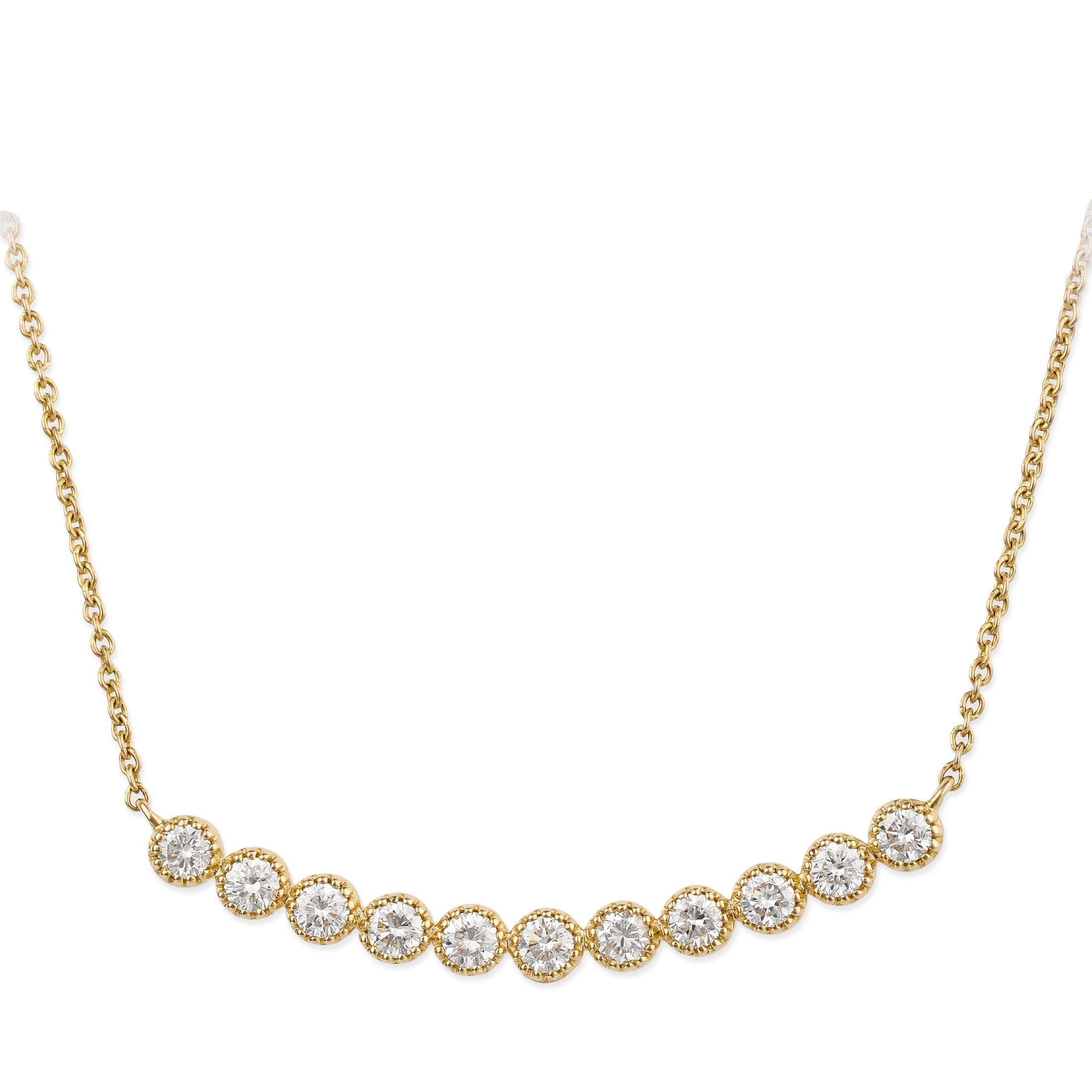 14K Diamond Curved Bar Necklace 0.63 TCW