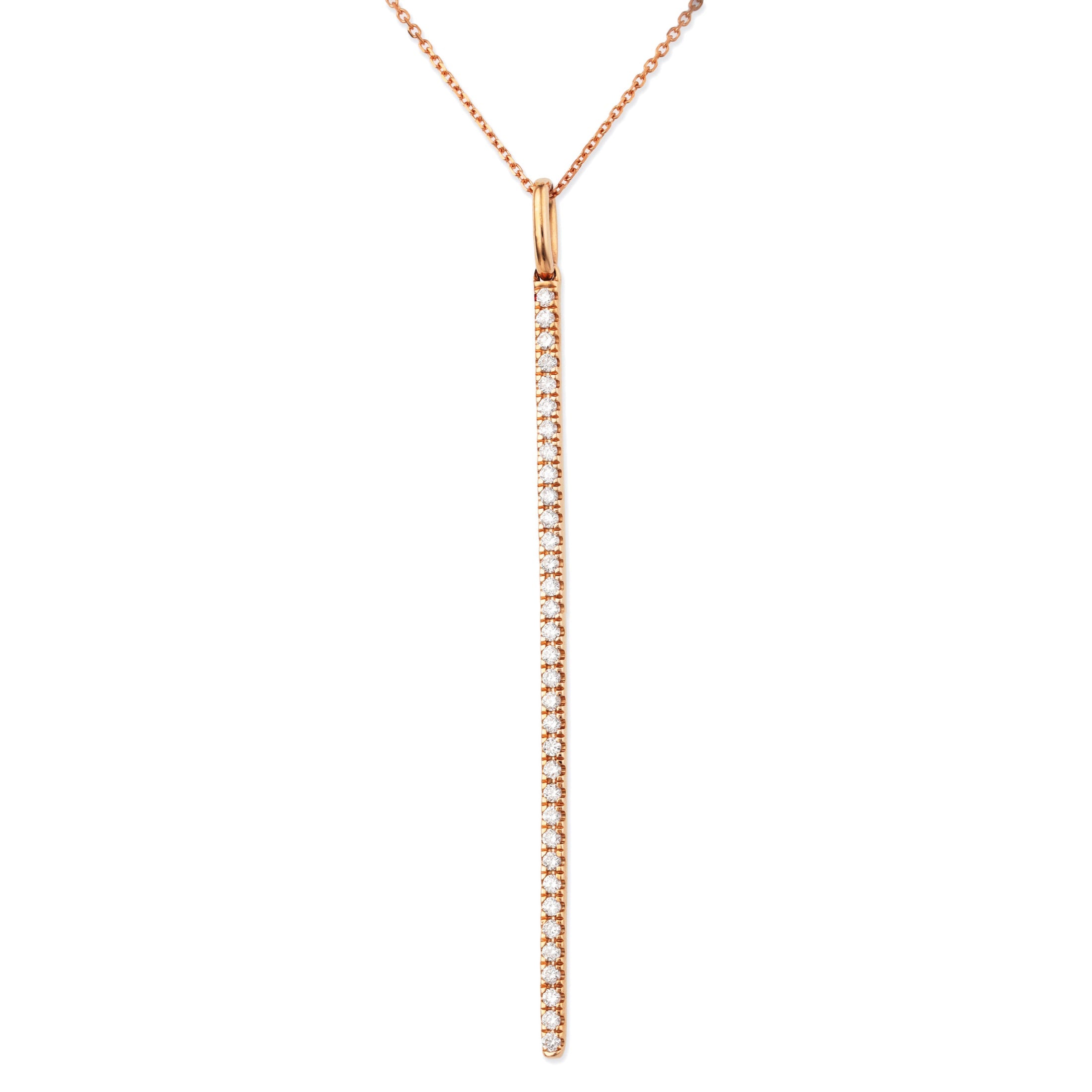 14K Diamond Bar Pendent Necklace 0.23 TCW