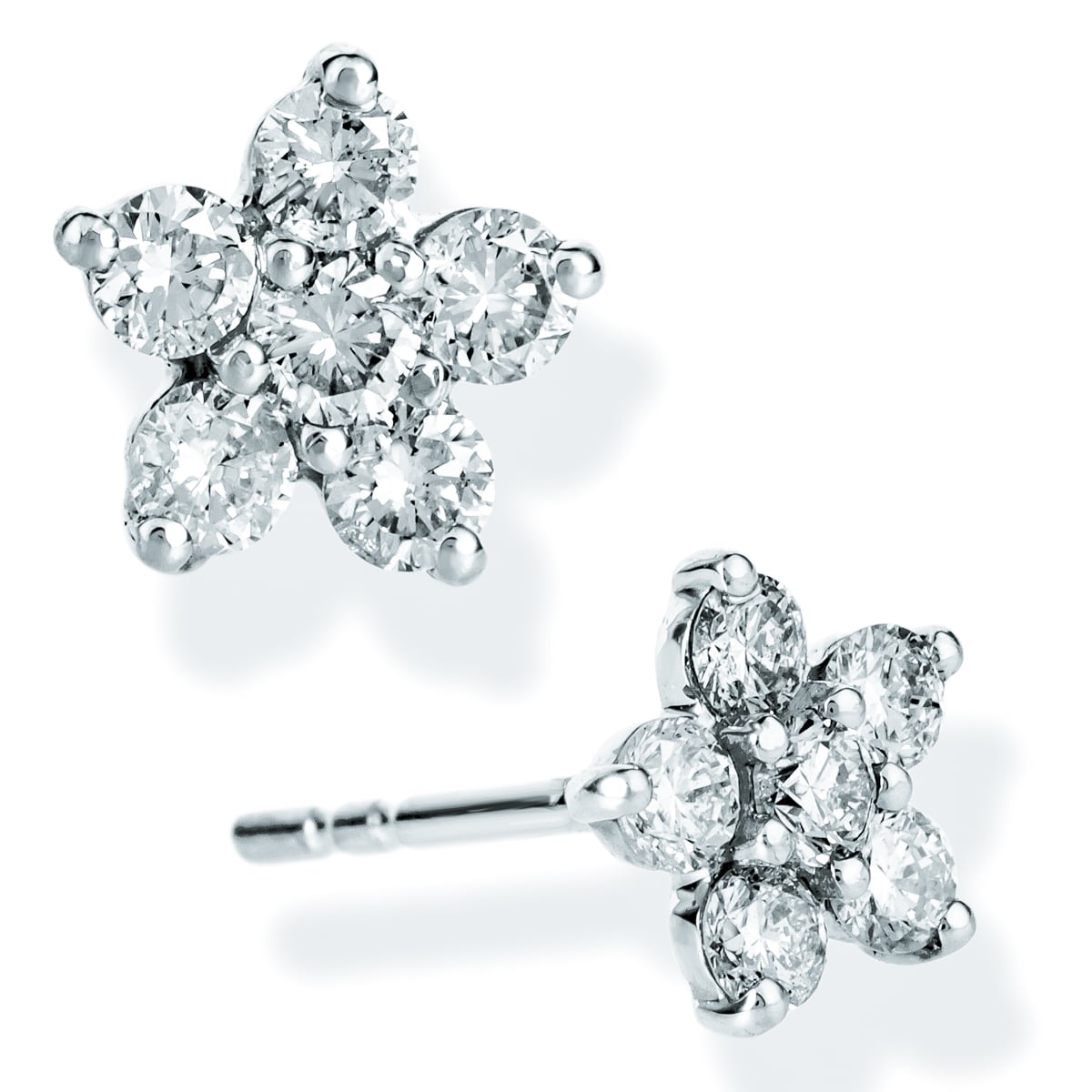 14K Rose Gold Diamond Flower Ear Studs 0.50 TCW