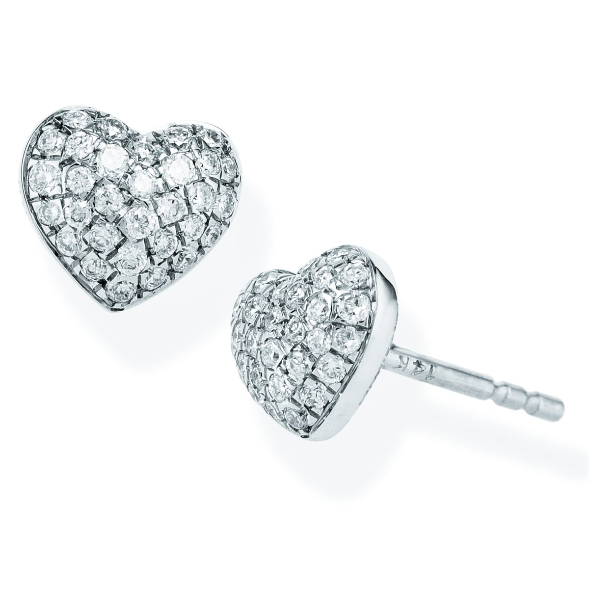 14K Diamond Heart Shape Ear Studs 0.26 TCW