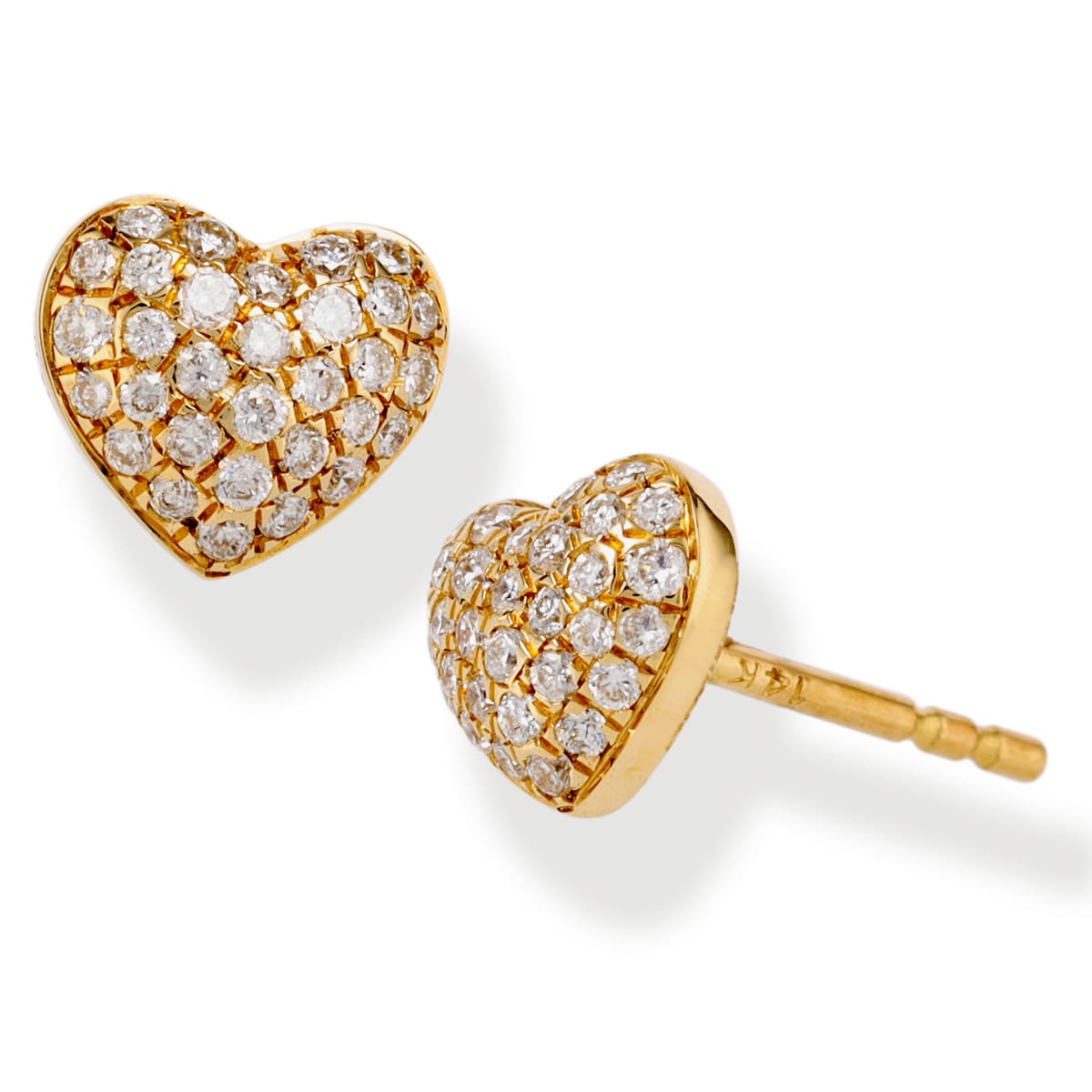 14K Diamond Heart Shape Ear Studs 0.26 TCW