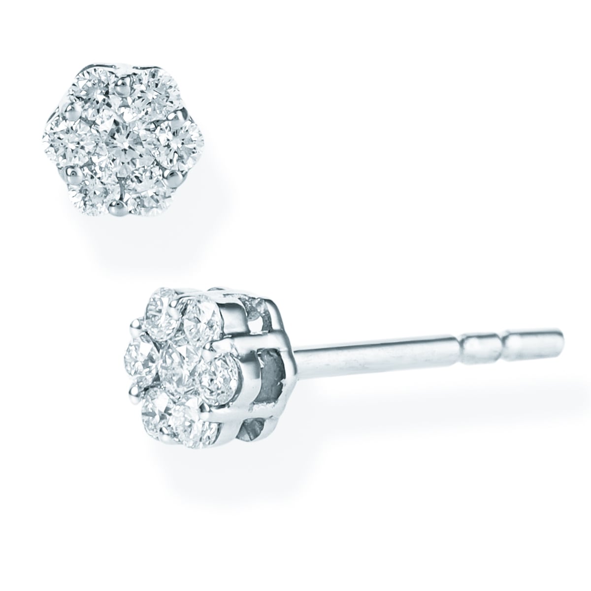 14K Diamond Round Disk Ear Studs 0.16 TCW