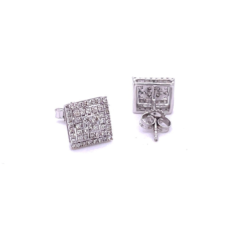 Pendientes de diamantes cuadrados en oro blanco de 14 quilates, 0,51 quilates