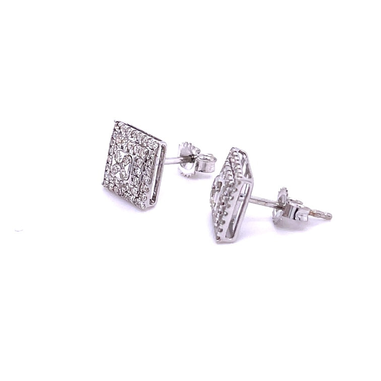 Pendientes de diamantes cuadrados en oro blanco de 14 quilates, 0,51 quilates