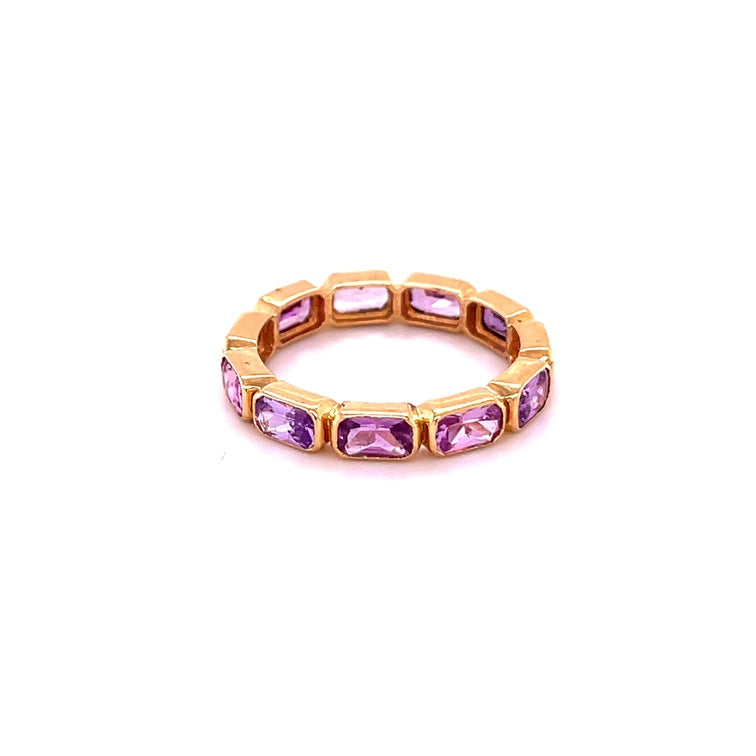 Anillo De Zafiro Rosa En Oro Amarillo De 14K Con Diamantes, CT