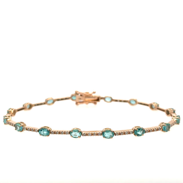 Pulsera de oro rosa de 18 quilates con esmeraldas y diamantes, 2,65 TCW