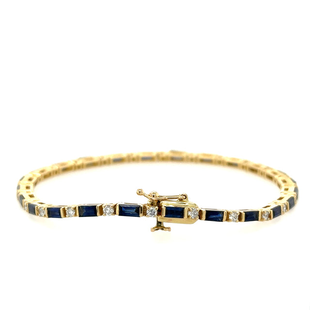 14K Yellow Gold Sapphire & Diamonds Bracelet  4.13 TCW