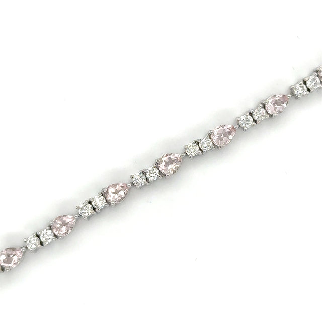 18K White Gold Morganite & Diamonds Bracelet  4.13 TCW