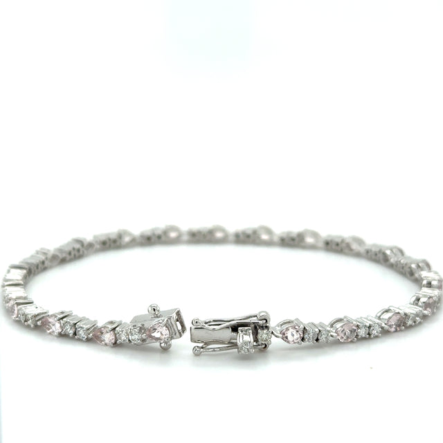 18K White Gold Morganite & Diamonds Bracelet  4.13 TCW